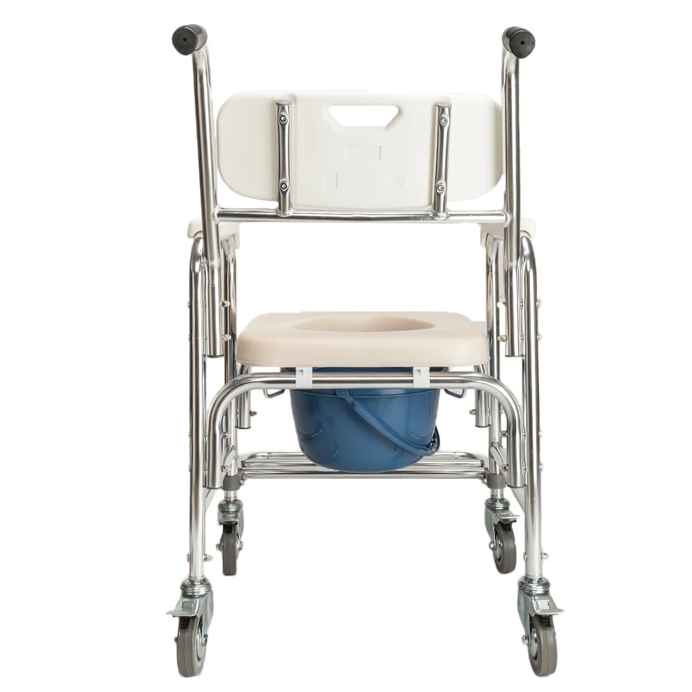 4 in 1 Aluminum Rolling Chair for the Elderly Multifunctional Waterproof Disabled Elderly Maternity Shower Chair with Wheels