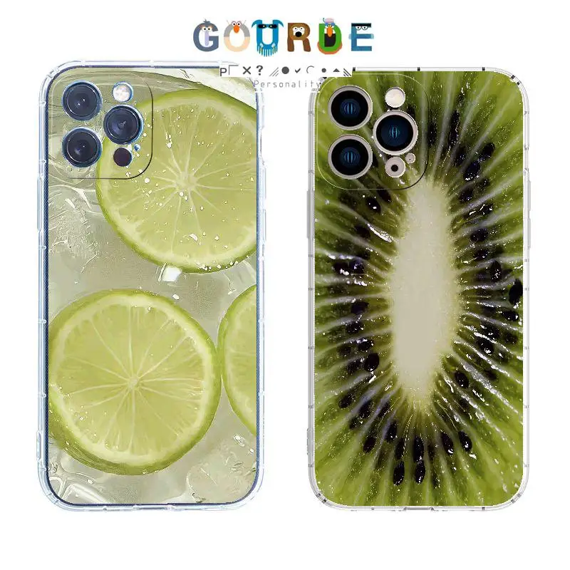 

Gourde Fresh lemon kiwi fruit patterns Phone Case for Iphone 16 15 14 12 13 11 Pro Max IP 7 8 Plus Iphon X XS XR Xs Max