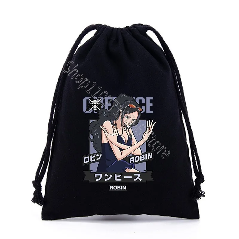 One Piece Drawstring Pockets Zoro Ace Storage Bag Cartoon Anime Graphic Print Cute Mini Bags Portable Small Items Gift Packaging