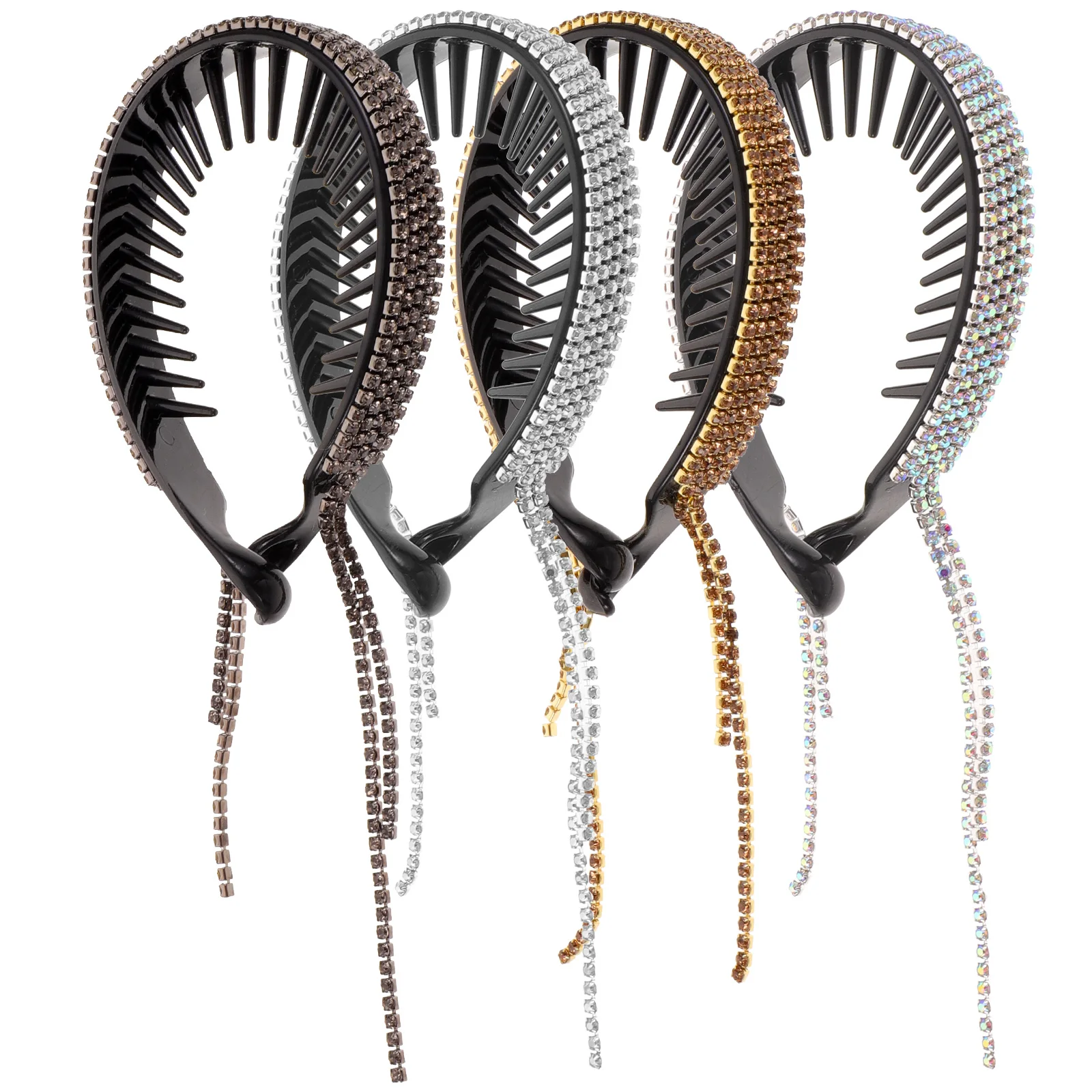 

4 Pcs Bun Tassel Buckle Hair Clips Cover Rhinestone Accessories Rhinestones Miss