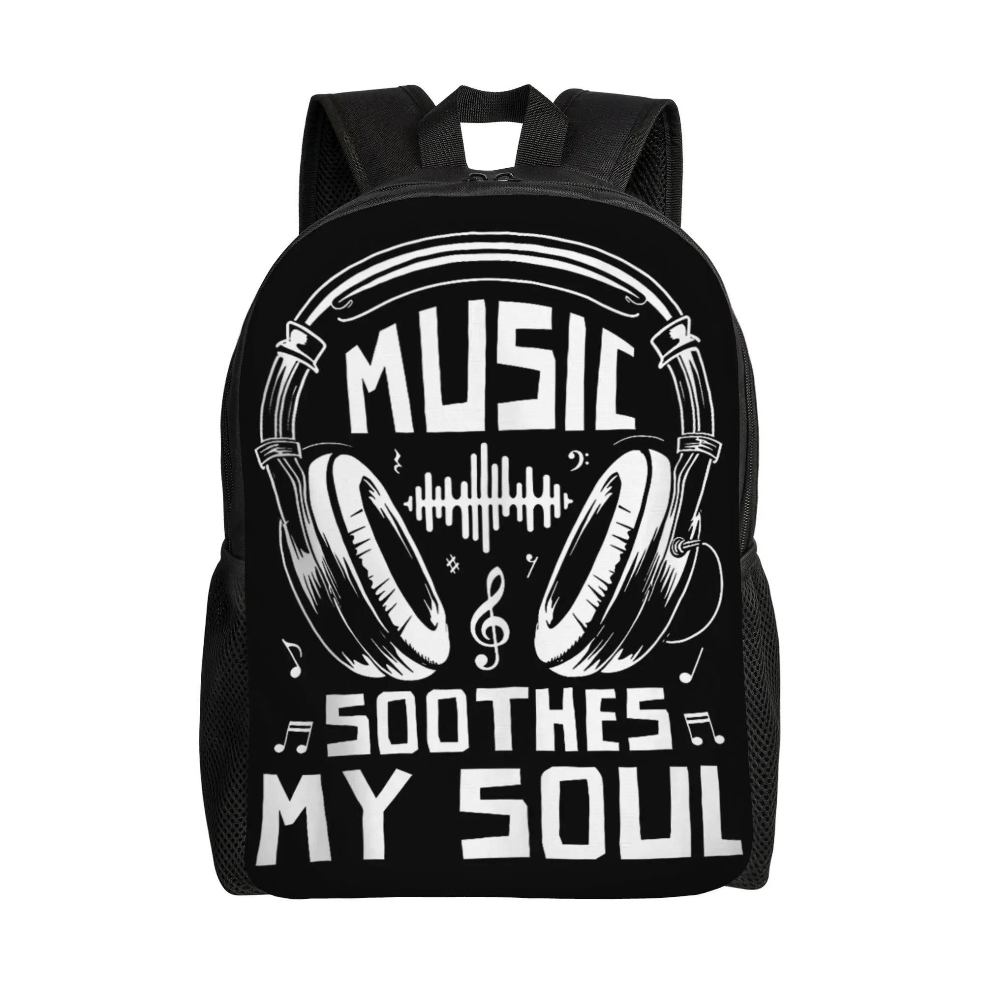 Music Lover Shirt Music Soothes My Soul Musical Gift Backpack  Style Backpacks Girl Outdoor Style Big High School Bags