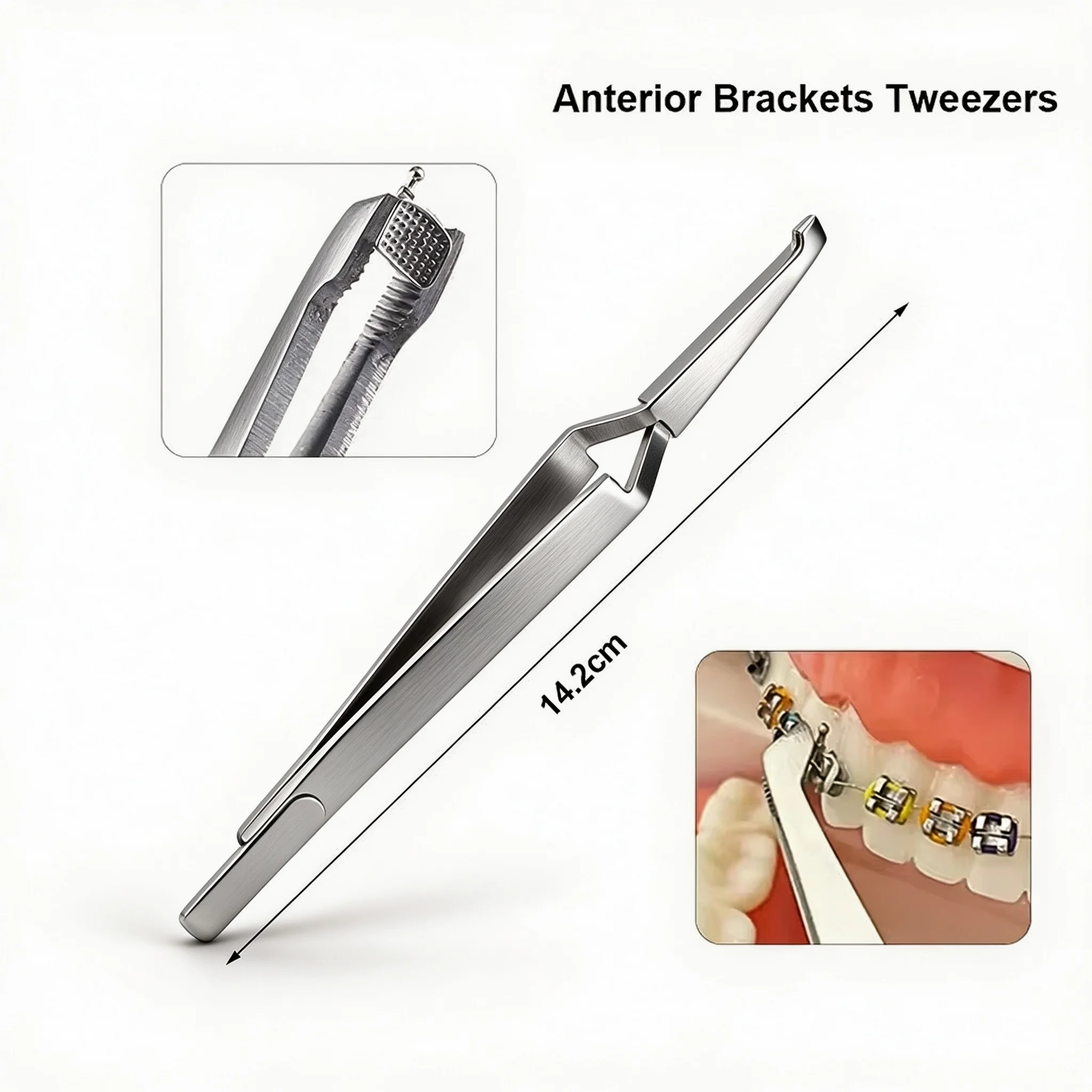 5PCS/Lot Dental Orthodontic Bracket Tweezers Holder Serrated Dentist Instrument Stainless Steel Forcep Plier For Dental Tool