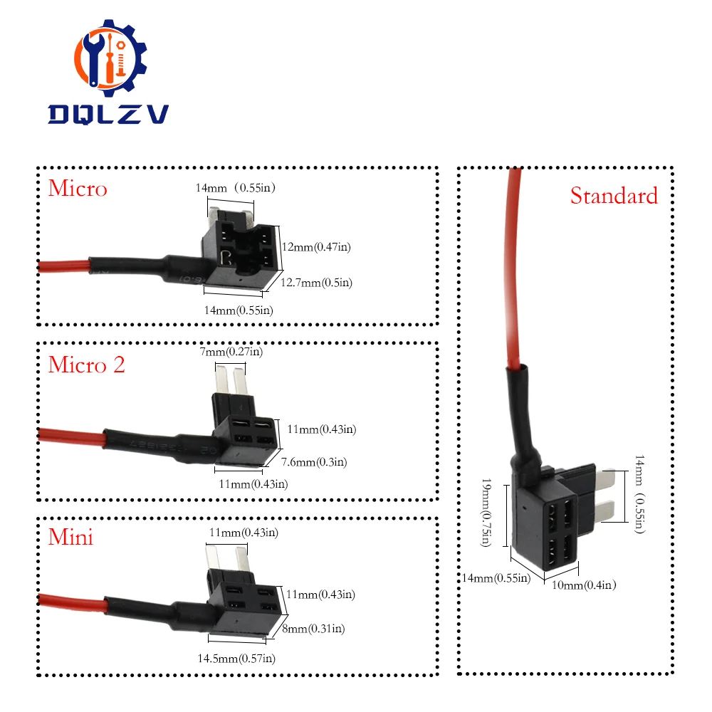 Encendedor de cigarrillos Universal para coche, enchufe hembra, pequeño, Mini circuito de coche mediano, caja de fusibles, cargador, Cable para GPS, cámara de salpicadero