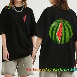 Funny Watermelon Double Sided Graphic T Shirts Men's Cotton T-Shirt Fashion Tops Summer Women Cotton T-Shirt Oversized Tees