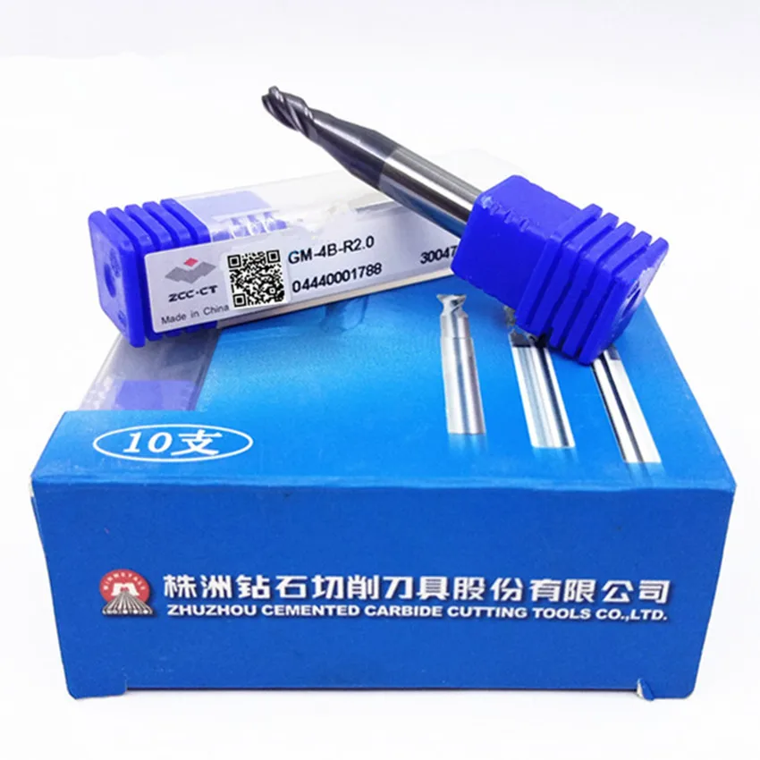 GM-4B-R2.0 ZCC.CT GM-4B Four edge straight shank ball end mill D4.0R2.0*6*8*50 4T ball nose end mills 4 Flute Ball End mills