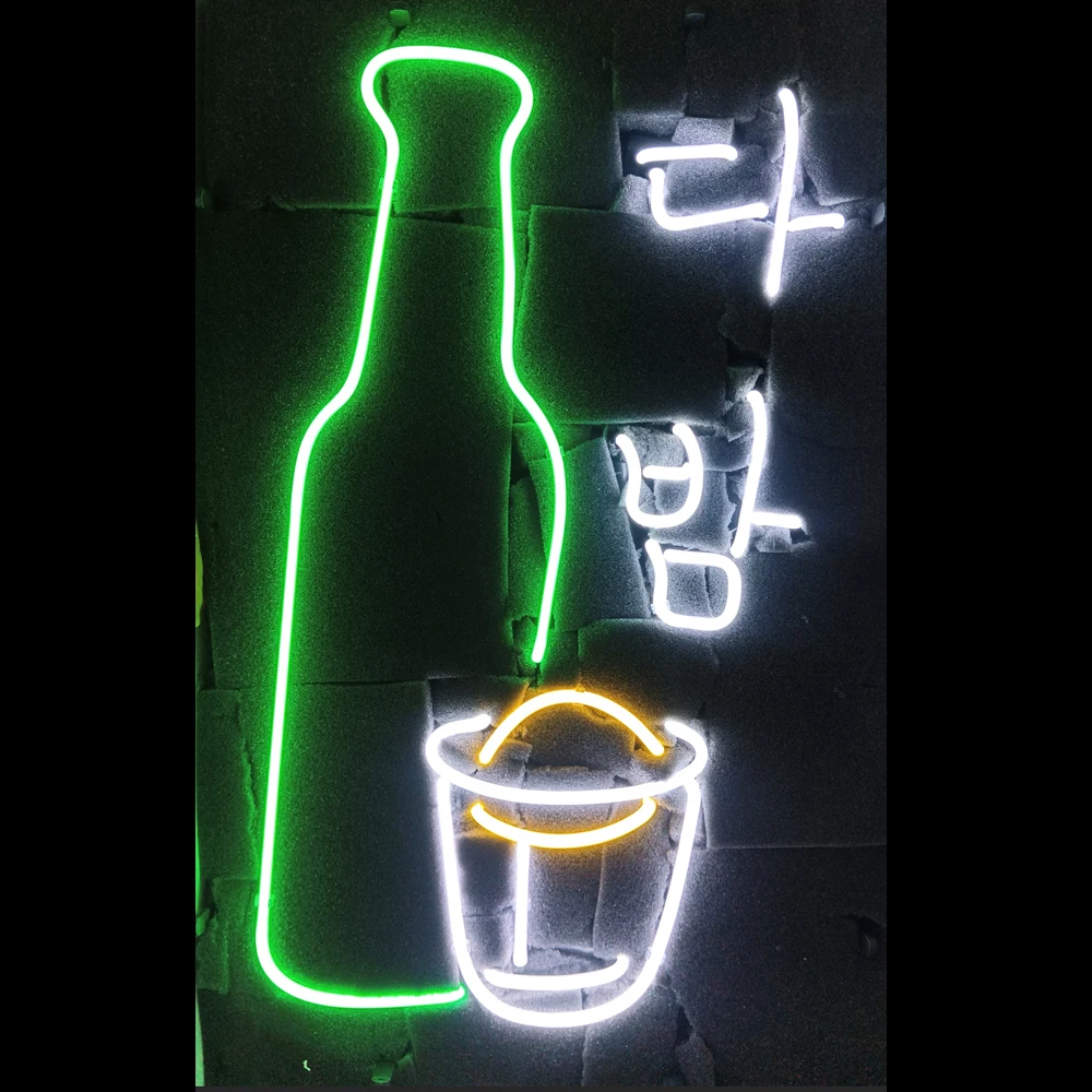 SOJU 소주 단밤 Neon Sign Light Shaojiu Rice Wine Custom Handmade Real Glass Tube Restaurant Store Room Decor Display Advertise 12X19