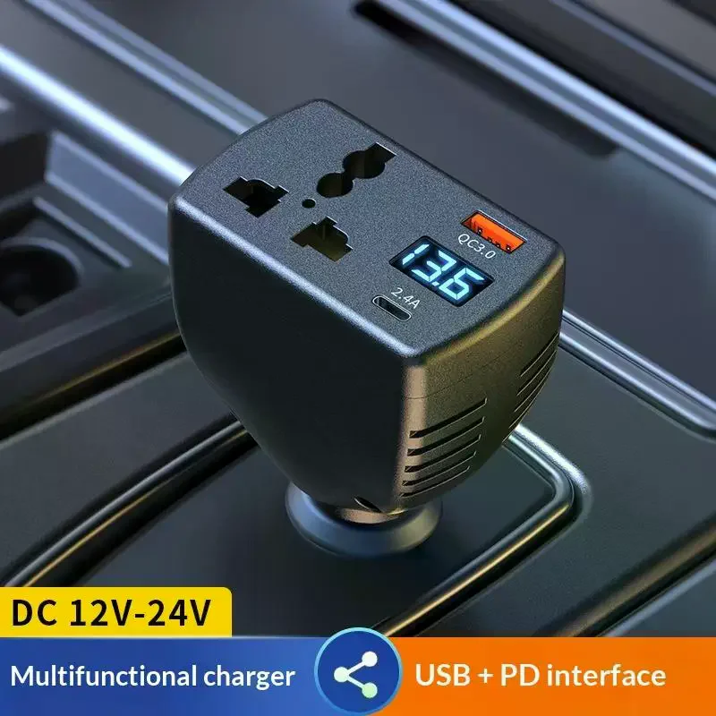 12V/24V To AC 110/220V Vehicle Mounted Inverter Multi-function Car Power Inverter With Display Type-C USB Chargers Car Accessor