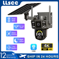 LLSEE V380,Outdoor security network camera,4K dual lens,10X,wireless WIFI solar closed-circuit television,4G sim solar camera