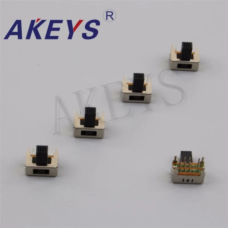 10PCS SK-23D09 2P3T Double pole three throw slide switch side insert 8 pin with 4 fixed pin step slide switch