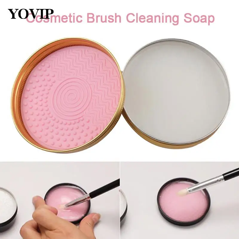 1pcs Silicone Makeup Brush Cleaner Soap Pad Make Up Washing Brush Cleaner Bowl Cleaner Tool Cleaner Soap Pad  With Storage Box