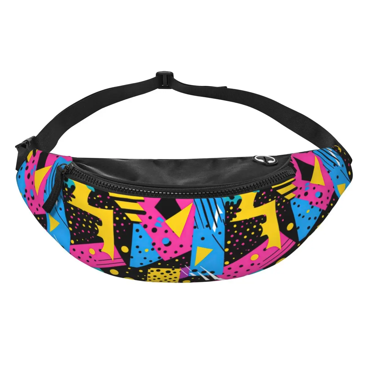Custom Casual Retro 80s 90s Pop Pattern Fanny Pack Men Women Crossbody Waist Bag for Running Phone Money Pouch