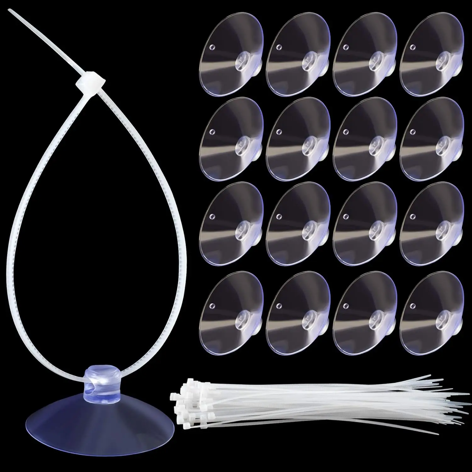 

35mm Suction Cups with Zip Ties for Home Kitchen Hanging Organization, 30 Pack