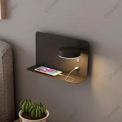 LED Wall Lights With Switch And USB Interface Fashion White Black Lamp Fixture Corridor Aisle Lighting Art Luminaire Wandlamp