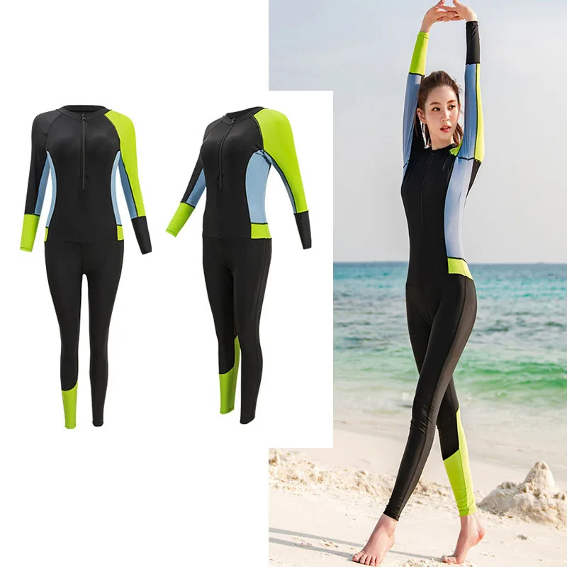 Full Body Scuba Rash Guard Dive Skin UV Swimwear Sport Skins for Men Women, Long Sleeve One Piece Front Zipper Diving Wetsuit