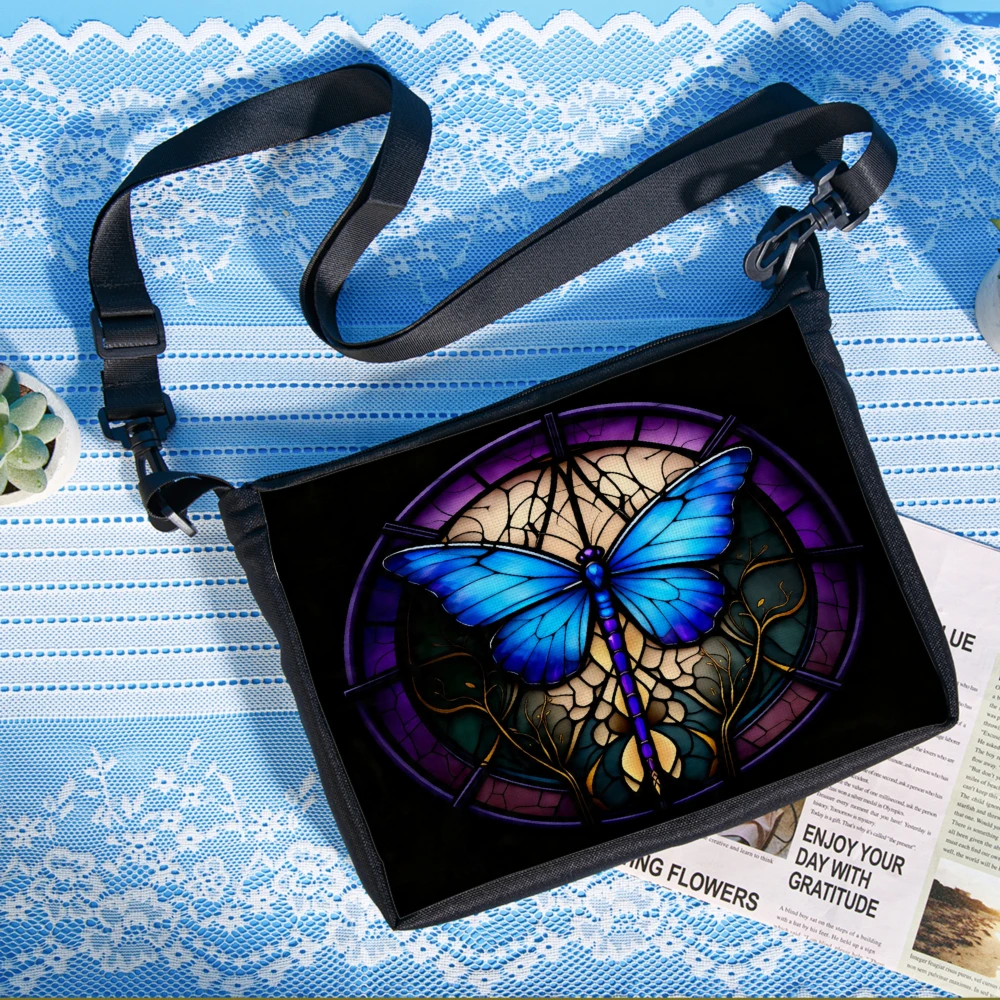 1pc Stained Glass Butterfly Design Crossbody Bag Black Artistic Pattern Shoulder Bags For Women Fashionable Everyday Use Travel