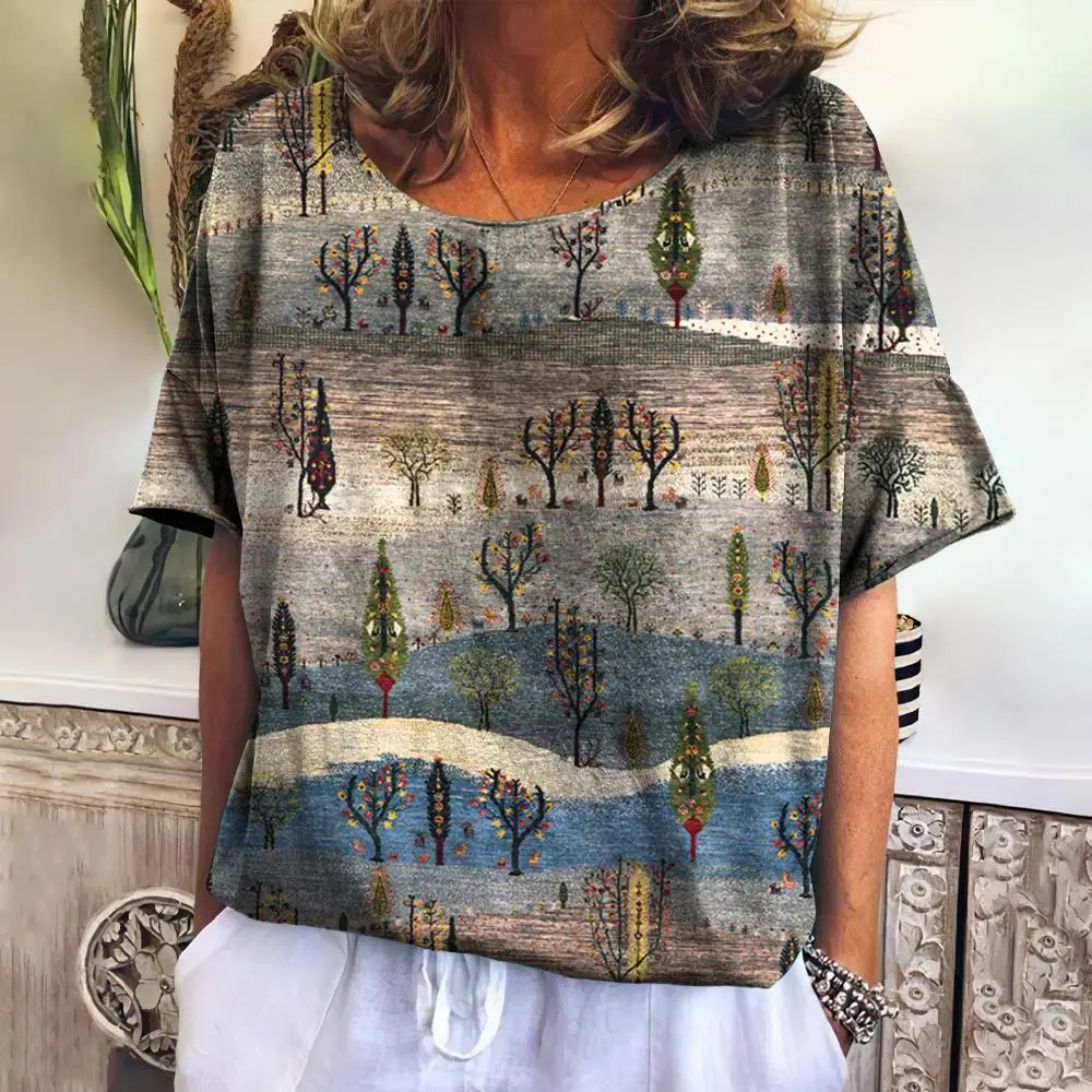 Summer Plaid T Shirt For Women O Neck Casual Sweatshirt New Tees Harajuku Clothing Loose Short Sleeve Blouse Female Fashion Tops image 2