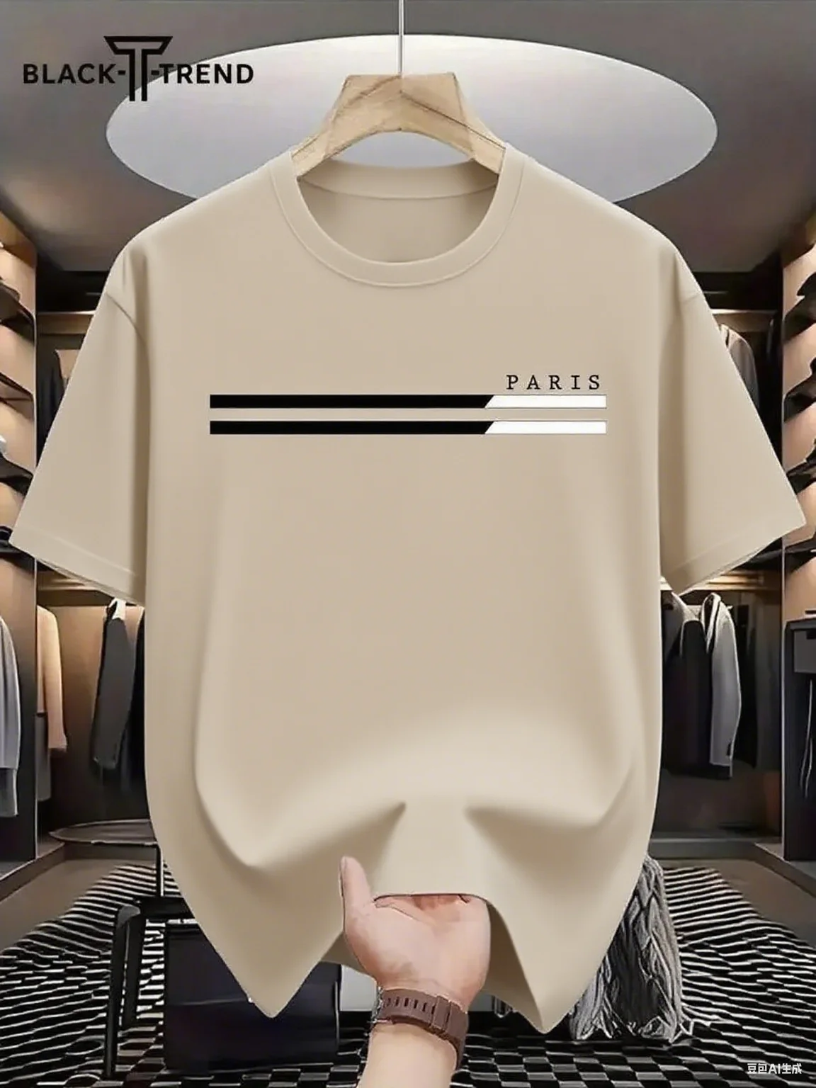 

Мужская хлопковая футболка с принтом элегантных парижских надписей и контрастных полосок, брендовая уличная футболка с принтом, Новое поступление, S-4XL