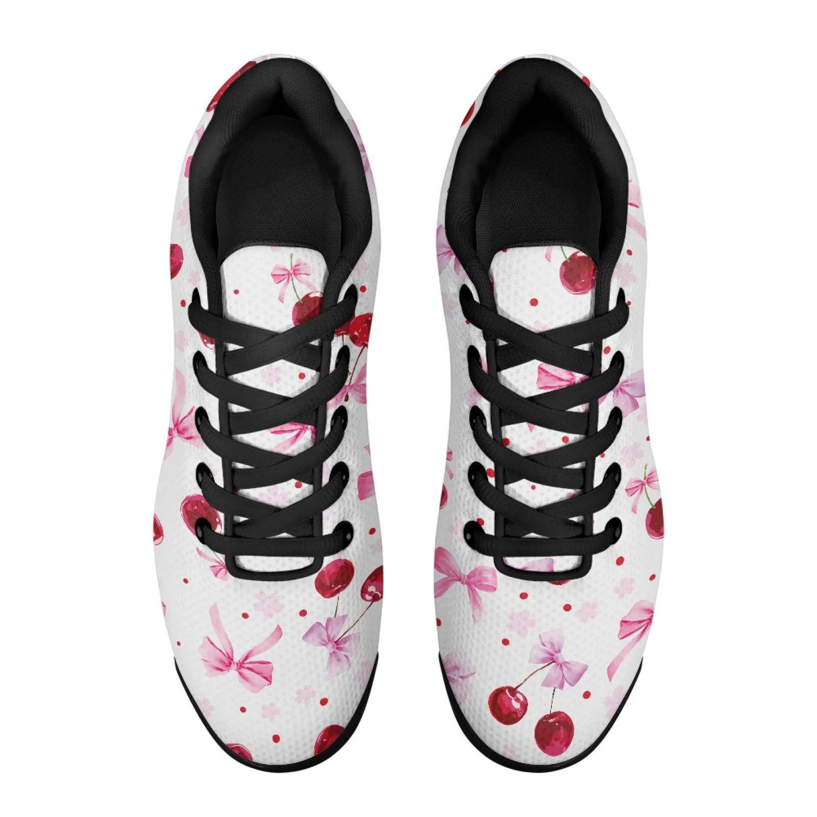 PENSTROLL Red Cherry Pink Bow Pattern Easy Air Cushion Walking Shoes Men's Air Running Shoes for Adult Gym Everyday Wear