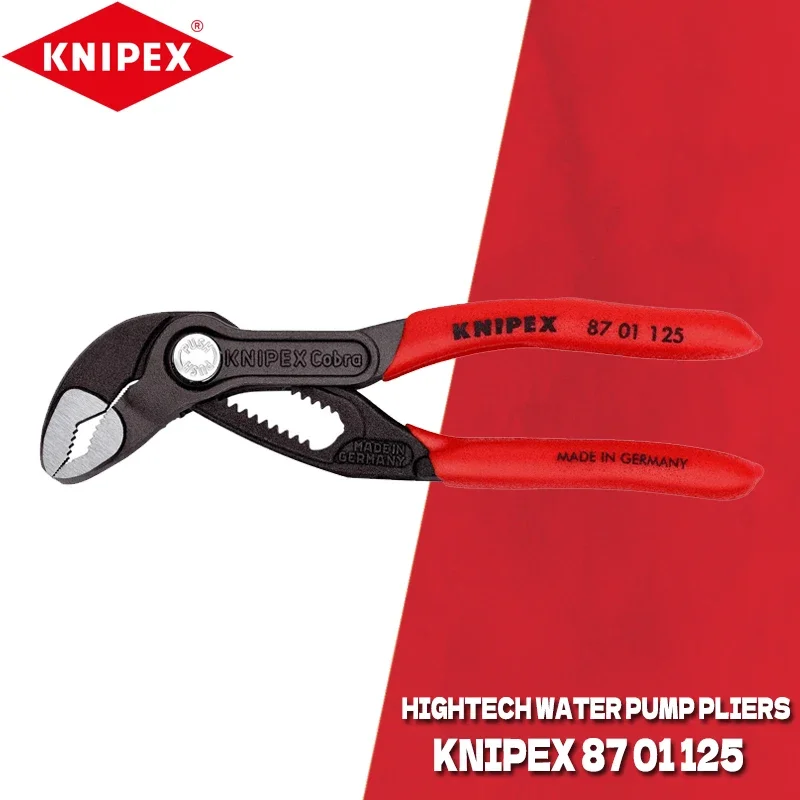 KNIPEX Tool 87 01 125 Cobra Water Pump Pliers Non-Slip Plastic Coating Plier Tool  5-Inch High-Tech Adjustment Blend Plier