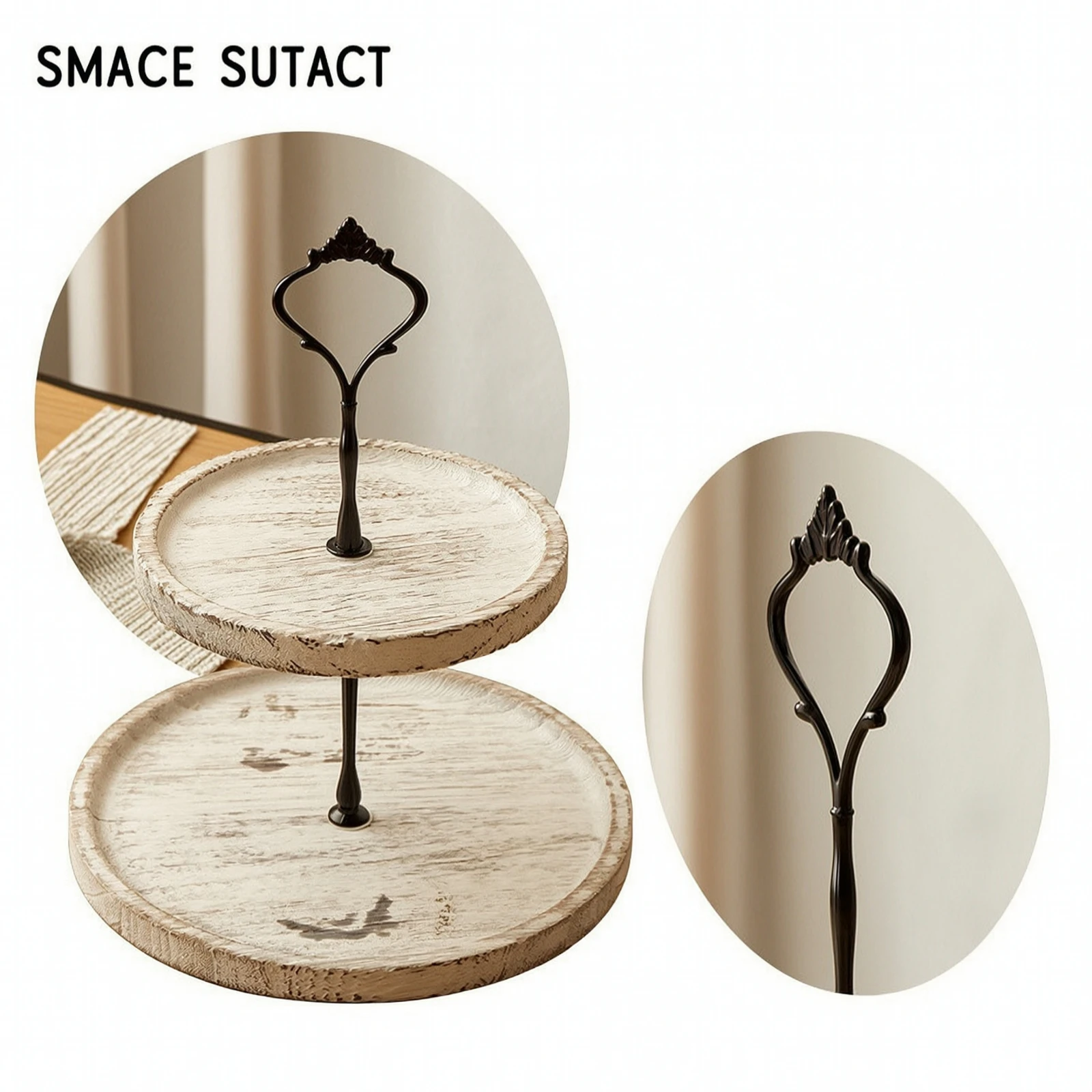 Two-Tier Dessert Stand Space-Saving Wooden Dessert Stand with Handle Two-Tier Decorative Tray Compact Versatile for Hosts