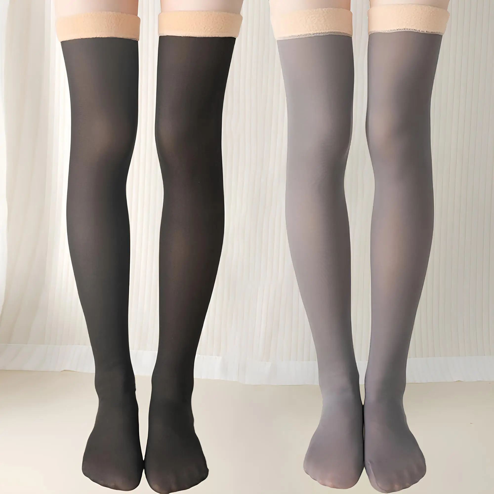 

Thigh High Socks For Women Warm Thick Fleece Lined Extra Long Over Knee Socks Thermal Stockings Leg Warmers For Cold Weather