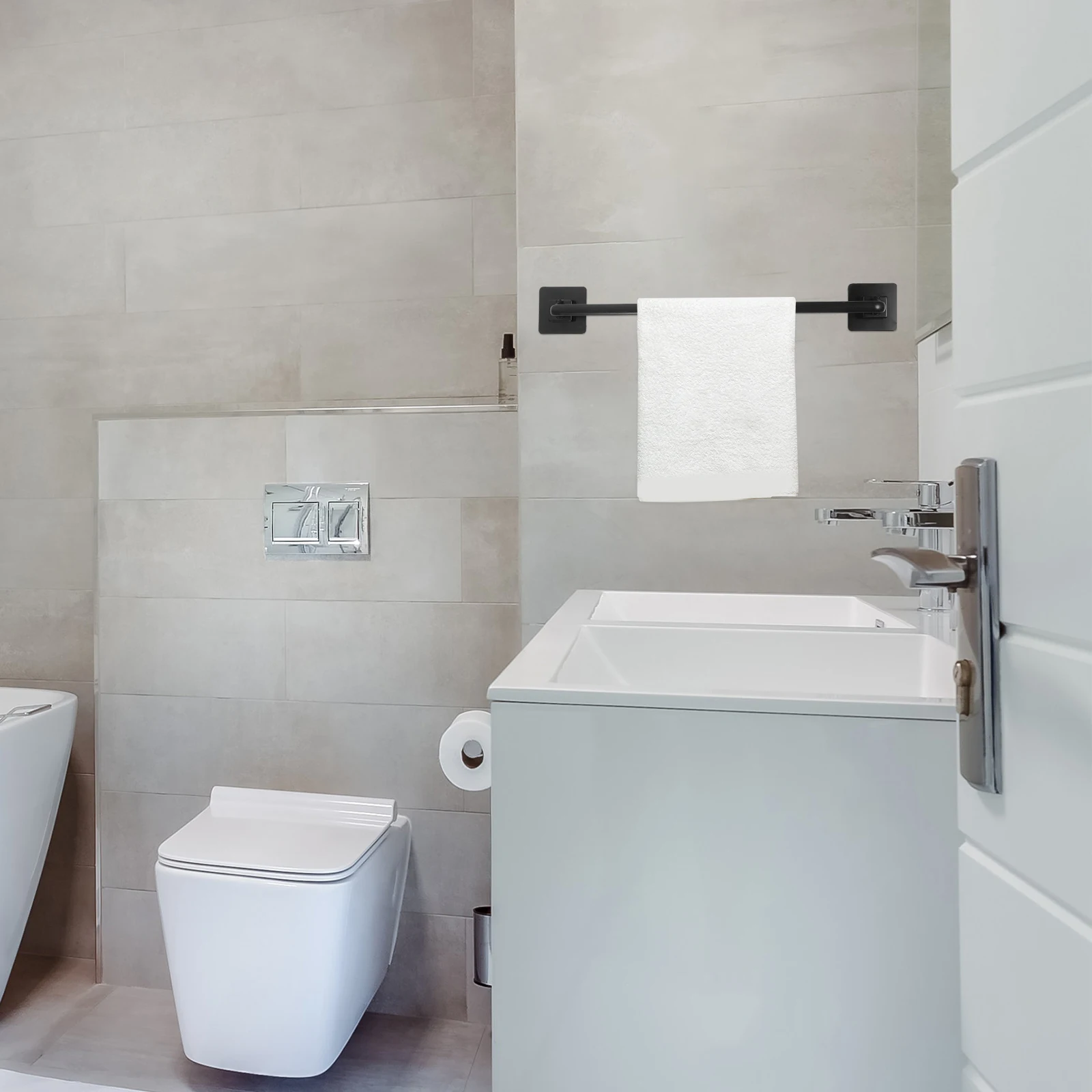 No Drill Towel Mounted Bathroom Organizer Holder For Towels Slippers Sturdy Metal Storage Rack For Bathroom Kitchen