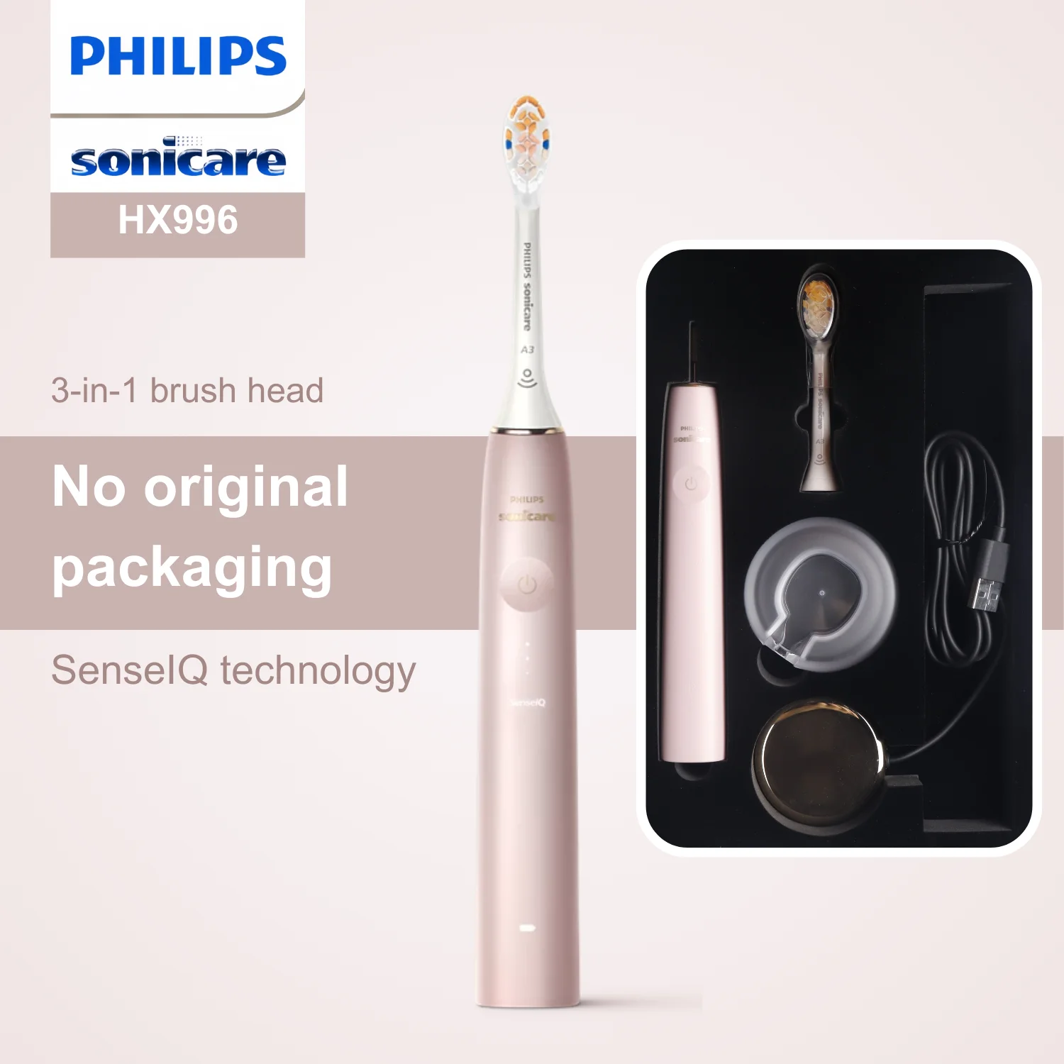 

Philips sonicare electric toothbrush HX996, No original packaging, Bluetooth connectivity, SenseIQ smart technology