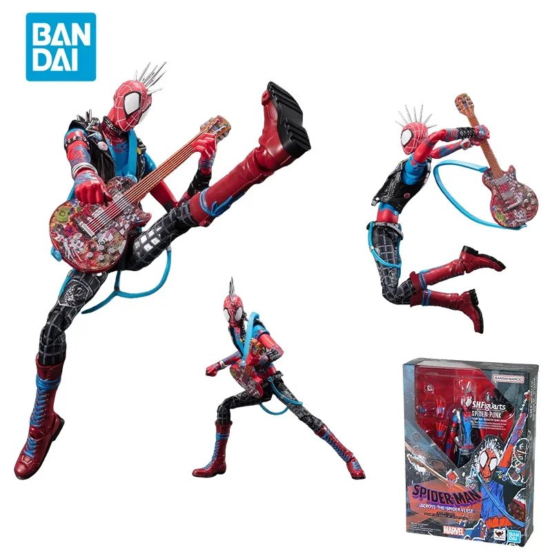 In Stock Bandai Original SPIDER-MAN ACROSS THE SPIDER-VERSE Anime Action Figure SHF PUNK Model Collection Toy Hoilday Gift Kids