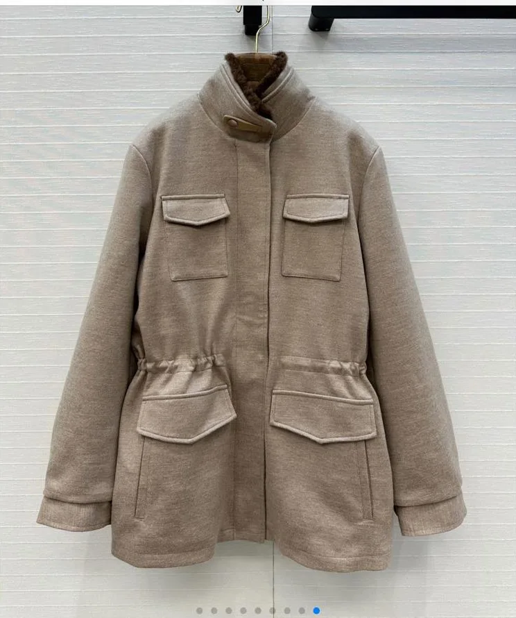 

2025 Women's Clothing High-quality parka with detachable fur collar 1103