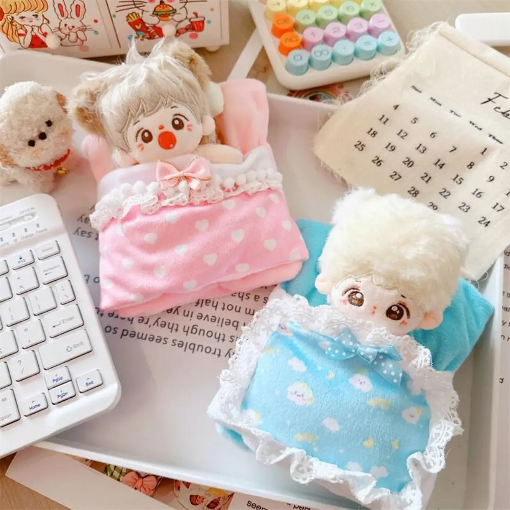 10cm Doll Sleeping Bag Pink Blue Accessories Mini Mattress Pillow Quilt Playing House Toy Doll Bedding Pillow