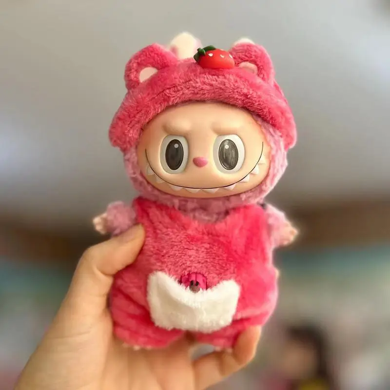 Ropa de muñeca de peluche de fresa, ropa de muñeca suave, accesorios creativos portátiles, suministros elegantes para muñecas