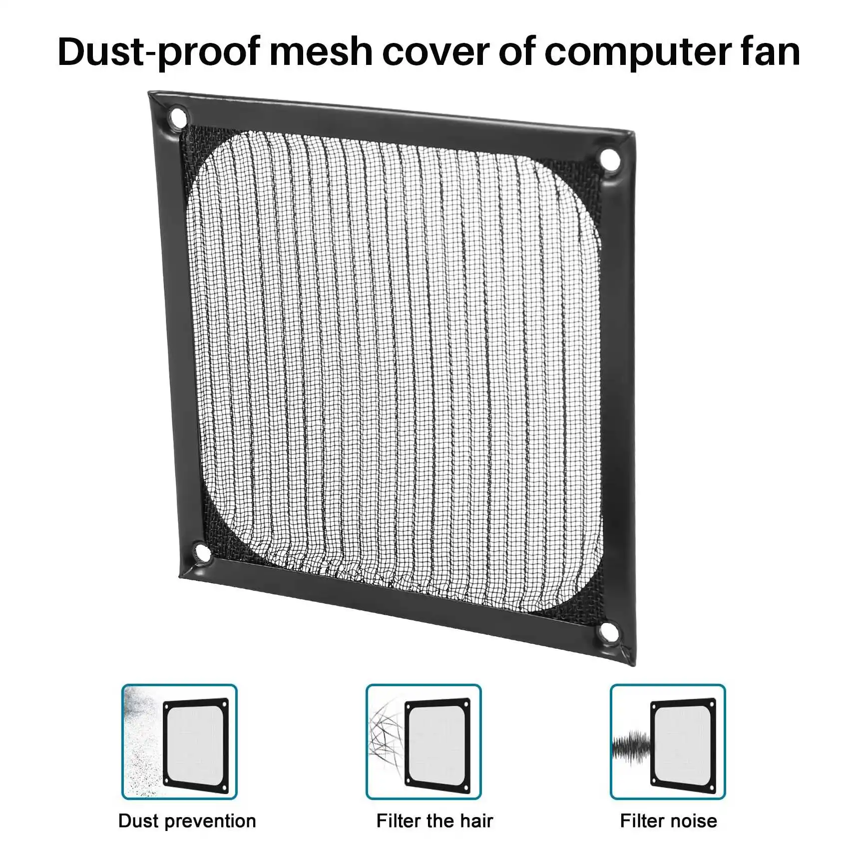 Hot 4Pack 120mm Computer Fan Filter Grills Stainless Steel Wire Mesh,Aluminum Alloy Ventilation Mesh Dust Filter Grill,Black