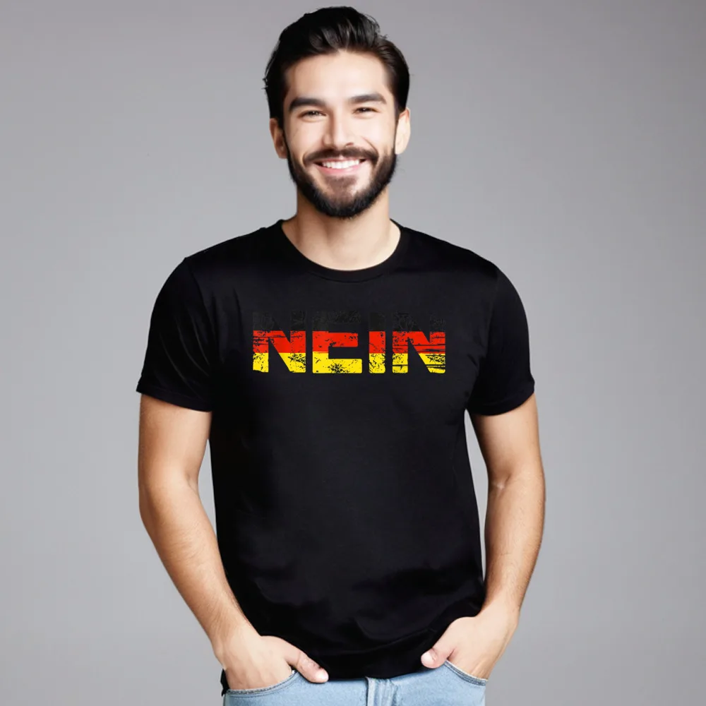 Germany nein Funny German Oktoberfest Round Neck T-Shirt Lose Tees Short Sleeve Graphic 100% Cotton Tops T Shirt Mens