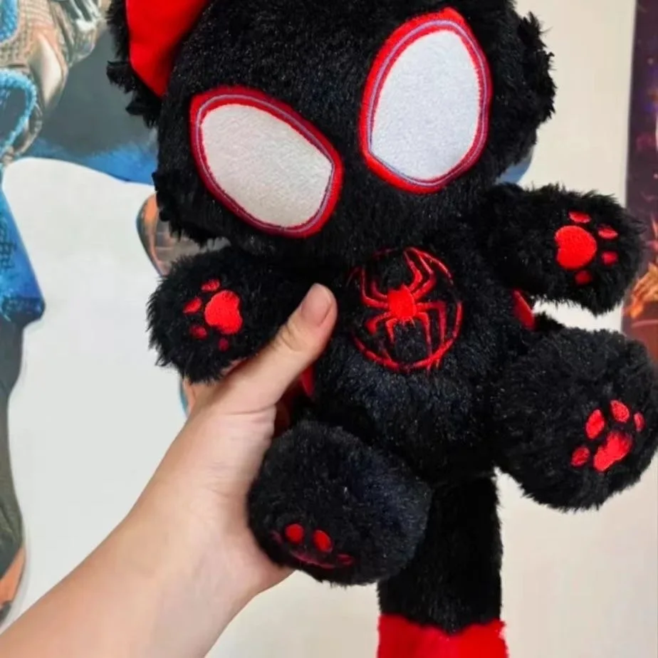 Spider Man Plush Cat Toy Anime Spiderman Cat Plushie Spider-Man Across The SpiderVerse Miles Stuffed Pillow Doll Christmas Gift