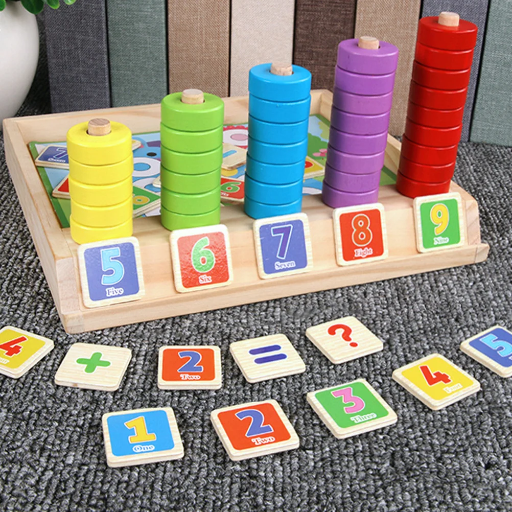 Abacus เลขคณิตกล่องเด็กการเรียนรู้ของเล่นนับสามมิติการศึกษาสําหรับเด็กไม้การ์ดคณิตศาสตร์