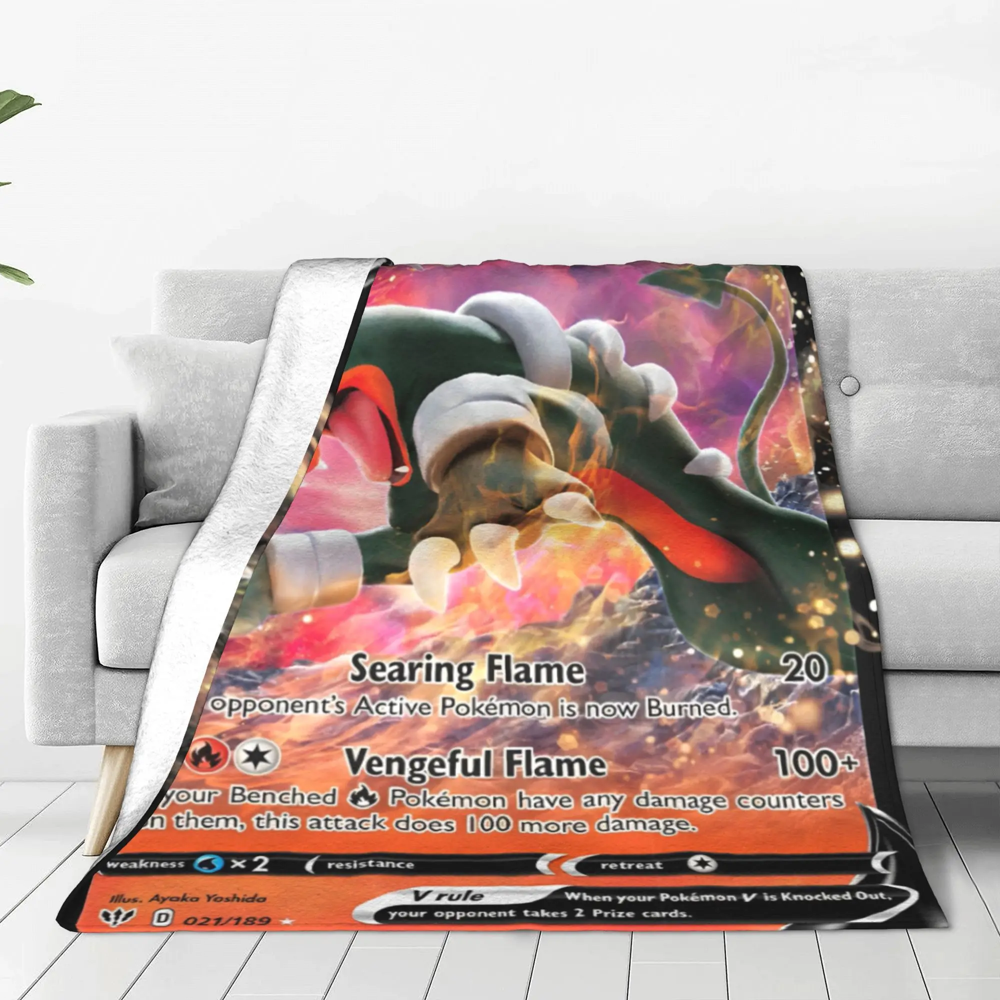 Pokemon Anime Card Houndoom Blankets Cartoon Game Wool Funny Soft Throw Blankets for Bedspread Textile Decor Car