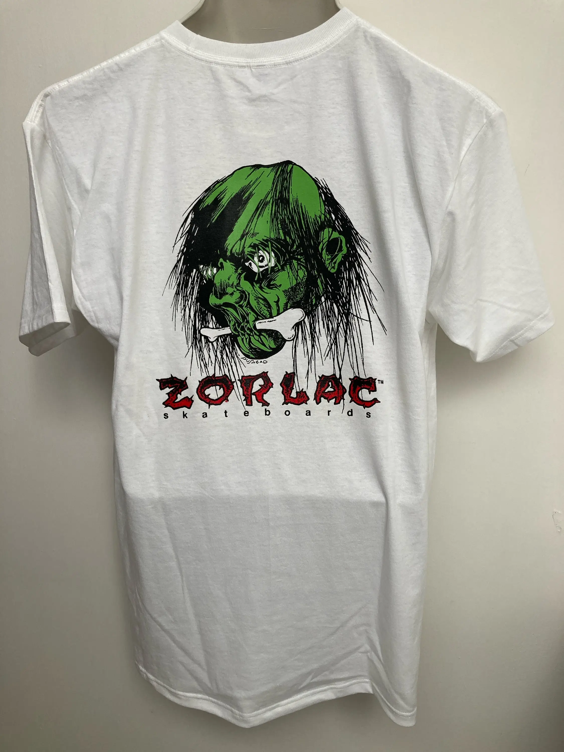 Zorlac Shirt Size EXTRA LARGE Skateboard Pushhead Oldschool Style Shrunkenhead Shut up and Skate White Color