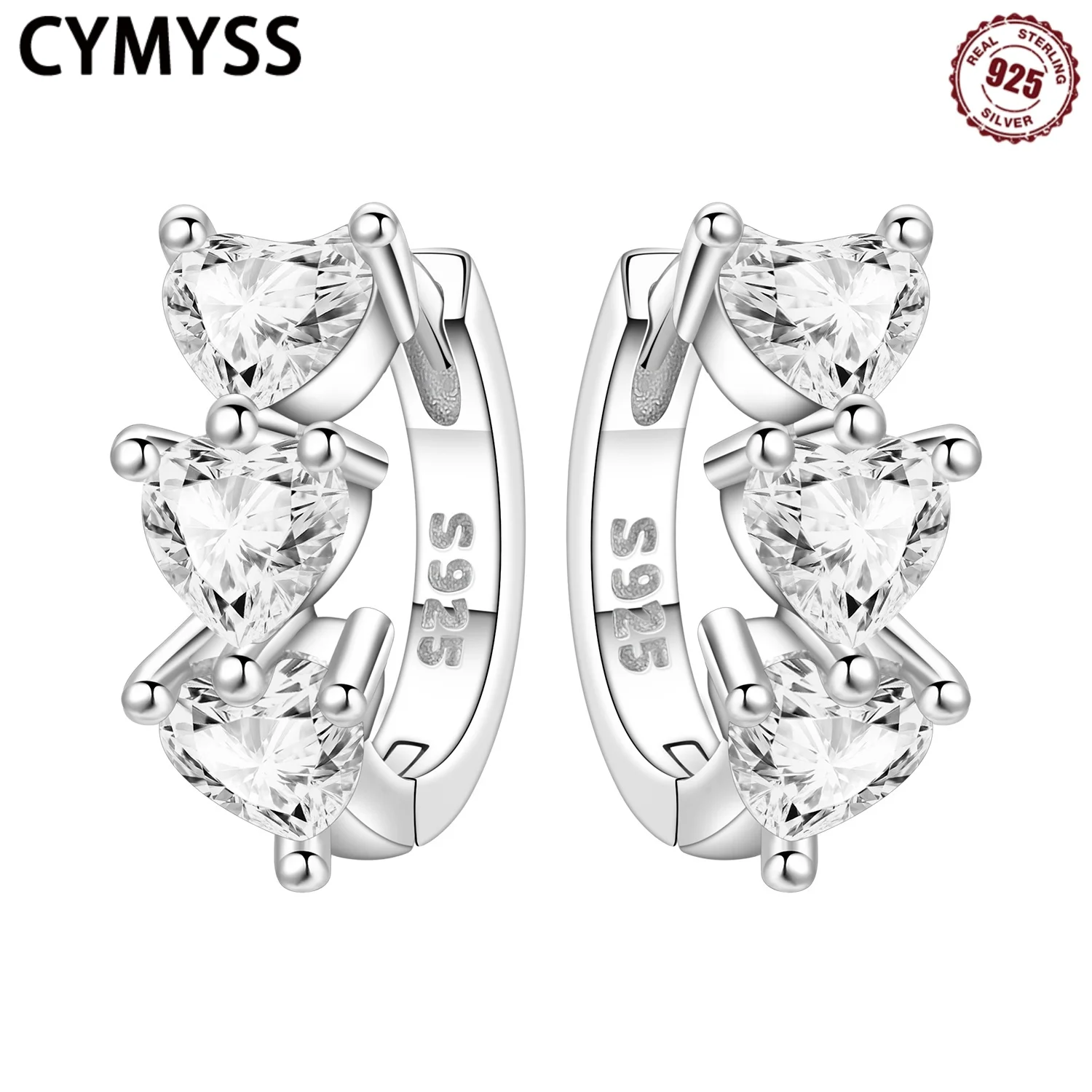 

CYMYSS 2025 New S925 Sterling Silver Zircon Original Love Hoop Earrings Boutique Jewellery Birthday Gift Women's Loop Earrings