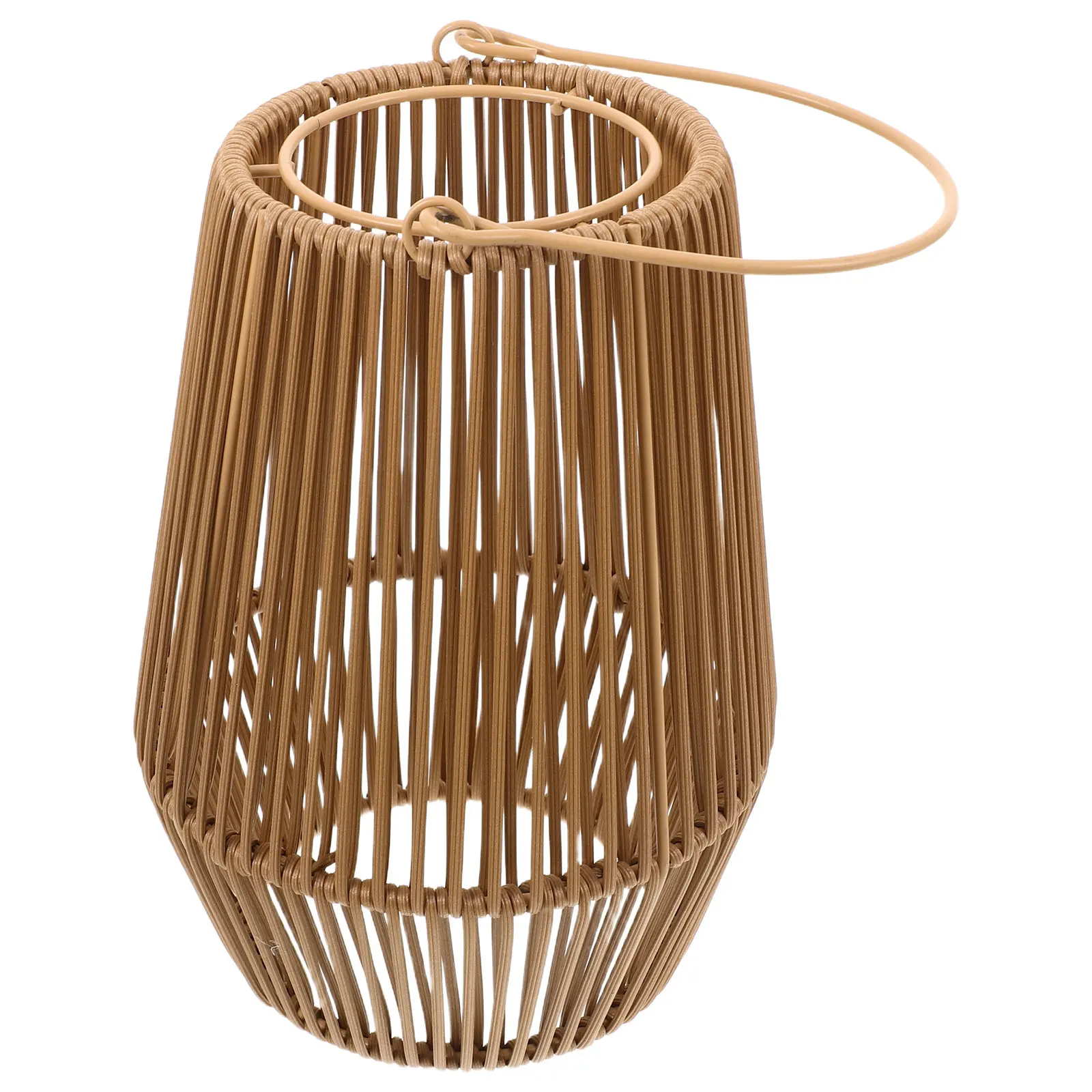 Handwoven Rattan Lamp Shade Rustic Portable Handheld Outdoor Use Lamp Replacement Balcony Camping Soft Illumination