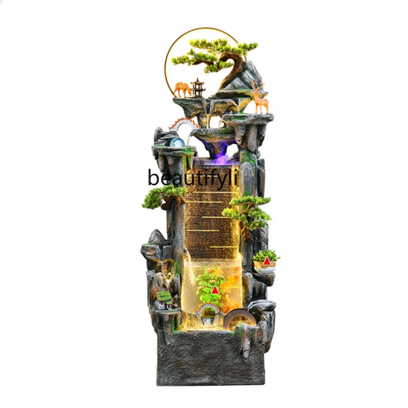 

Chinese Fish Tank Artificial Mountain and Fountain Decoration Circulating Water Car Living Room Floor Wind Water Landscape