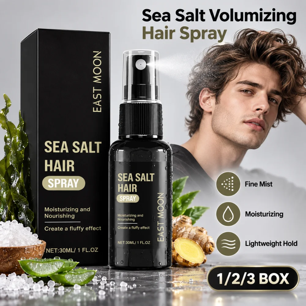 Sea Salt Hair Spray 30ml Volumizing Texturizing Mist with Aloe Vera Seaweed Ginger Root Lightweight Hold Natural Hair Styling