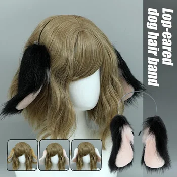 Pele falsa cão caído orelhas feminino coelho animal orelha peluda bandana acessórios de festa cosplay headwear kawaii acessórios de faixa de cabelo