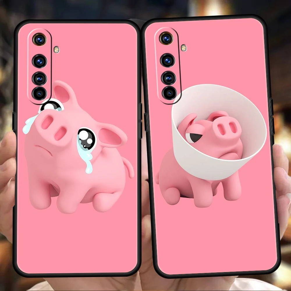 Cute Pink Pig Cartoon Soft Silicone For Realme 8i 9i 9 Pro Plus GT2 Pro C3 6 7 8 Pro C21 C11 C25 Pro 5G Shockproof Phone Cover