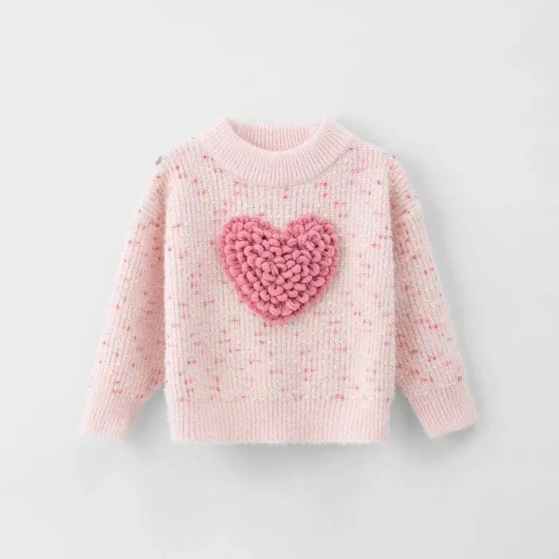 2024 new spring autumn winter Girls Kids Love Sweaters+TuTu skirt sets comfortable cute baby Clothes Children Clothing