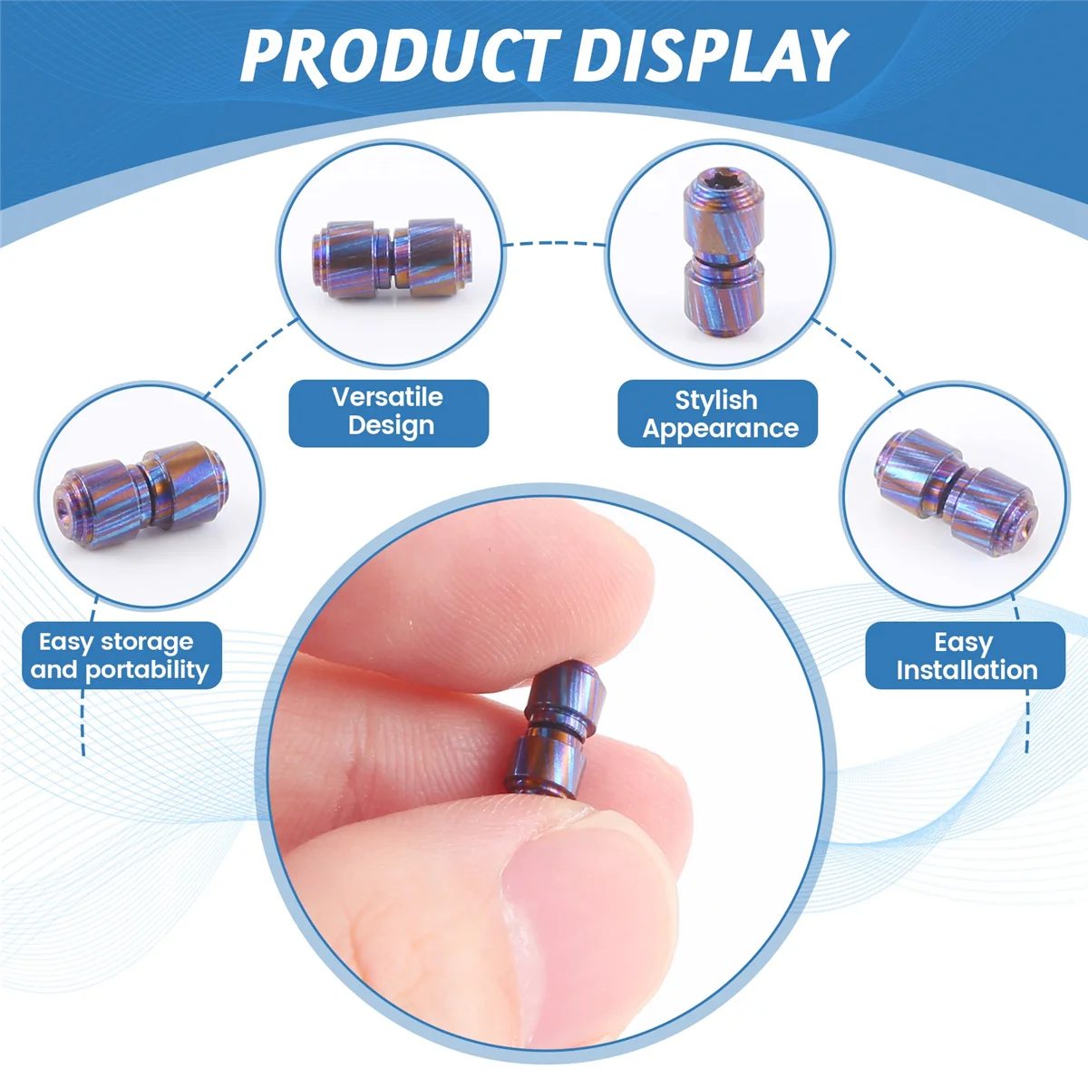 Nuevo Material de titanio, cuchillo plegable azul tostado, perno pulgar, tornillos de empuje, botón para Bugout 535, cuchillos, remaches