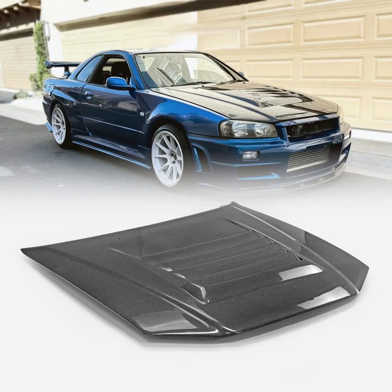 

Для Nissan Skyline R34 GTR: Передний капот NIS Design в гоночном стиле, комплект для прямой установки, внешний обвес