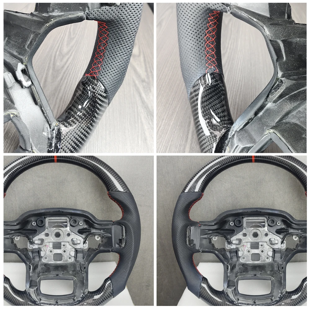 Customized Fit For Ford Raptor F150 2021-2023 Racing Wheel Half Perforated Leather Carbon Fiber Car Accessories