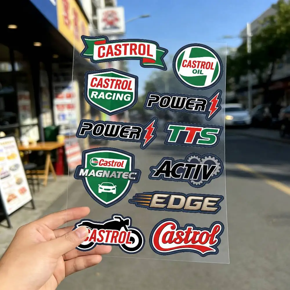 FOR CASTROL High Visibility Reflective Waterproof Decal Scratch Hide Sticker Fit Car Motorcycle Helmet Water Cup Refrigerator
