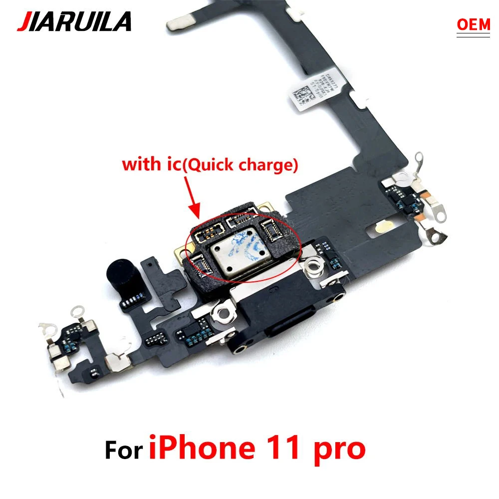 For iPhone 11 12 13 Pro Max 12 Pro USB With Micro Charging Port Charger Dock Flex Cable With IC Microphone Board Replacement