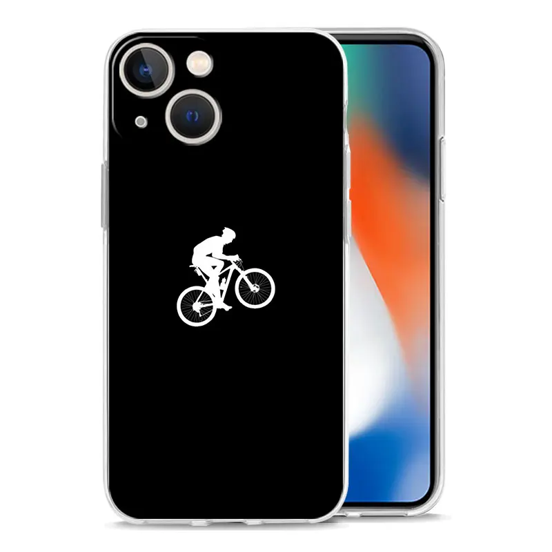 Luxury Transparent Phone Case For iPhone 15 14 13 12 11 Pro Max XS X XR 7 8 Plus Clear Shockproof Cover Mountain Bikes Cycling